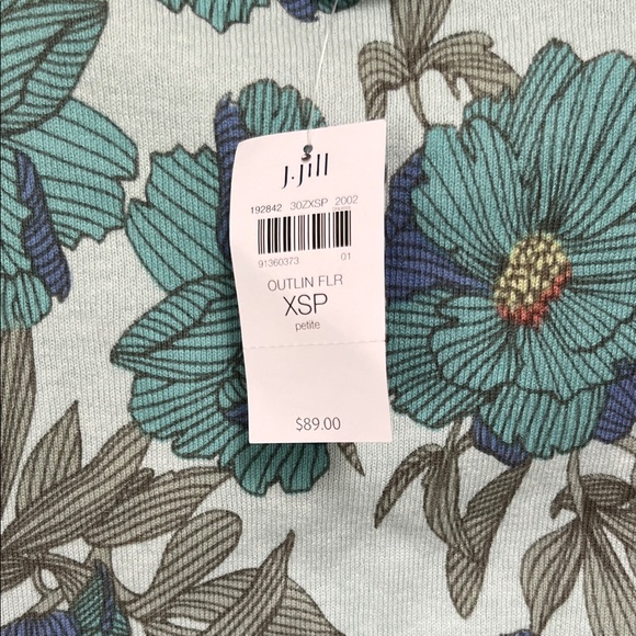 J. Jill Teal and Gray Floral Blouse - Picture 3 of 4